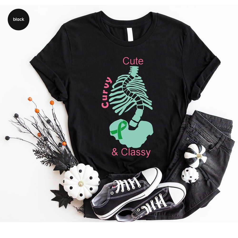 Scoliosis Shirt, Scoliosis Awareness Outfit, Scoliosis Warrior Gift, Scoliosis Survivor Tshirt, Scoliosis Green Ribbon, Spine Graphic Tees - 1.jpg