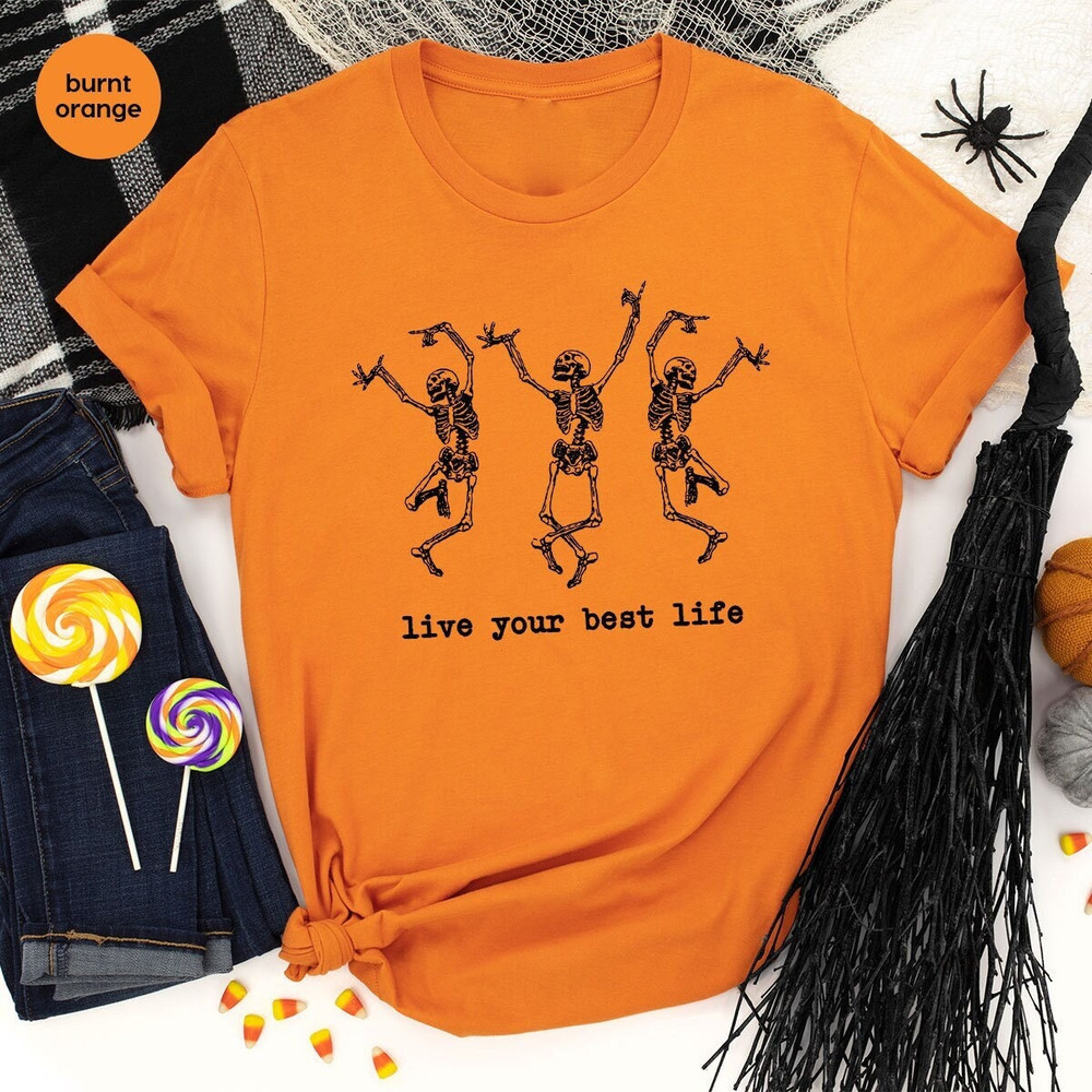Skeleton T Shirt, Spooky Season, Halloween T Shirt, Inspirational Shirt, Autumn Shirt, Halloween Skeleton, Halloween Party Shirt, Fall Shirt - 2.jpg