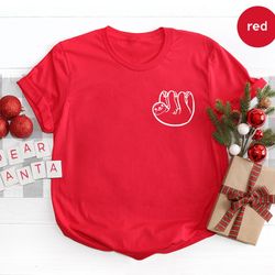 sloth pocket t shirt, adorable animals t-shirt, cute animal shirts, sloth graphic tees, womens vneck shirt, genderneutra