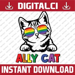 ally cat lgbt gay rainbow pride flag png, ally cat lgbt gay rainbow pride flag png, ally cat lgbt glasses, digital downl