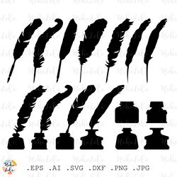 pen ink svg, pen ink silhouette, pen ink cricut, pen ink stencil, pen ink templates dxf, clipart png, pen ink set