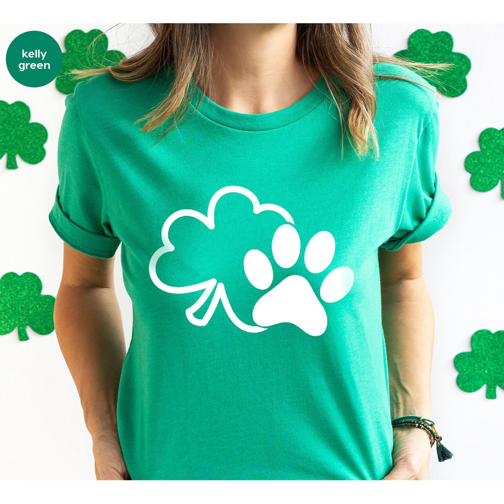 St Patricks Day Shirt, Irish Cat Mom Shirts, Dog Mom Gift, Shamrock Sweatshirt, Paw Print Clover Graphic Tees, St Paddy Shirts, Lucky TShirt - 2.jpg