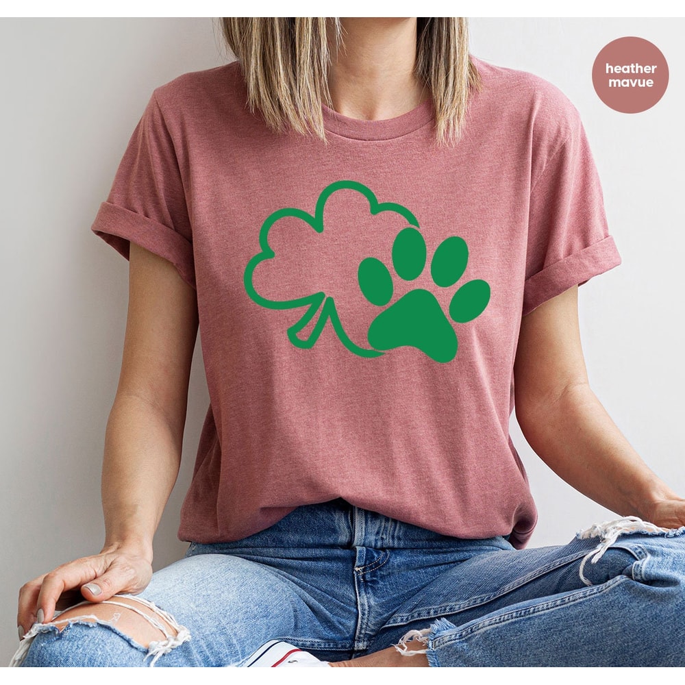 St Patricks Day Shirt, Irish Cat Mom Shirts, Dog Mom Gift, Shamrock Sweatshirt, Paw Print Clover Graphic Tees, St Paddy Shirts, Lucky TShirt - 5.jpg