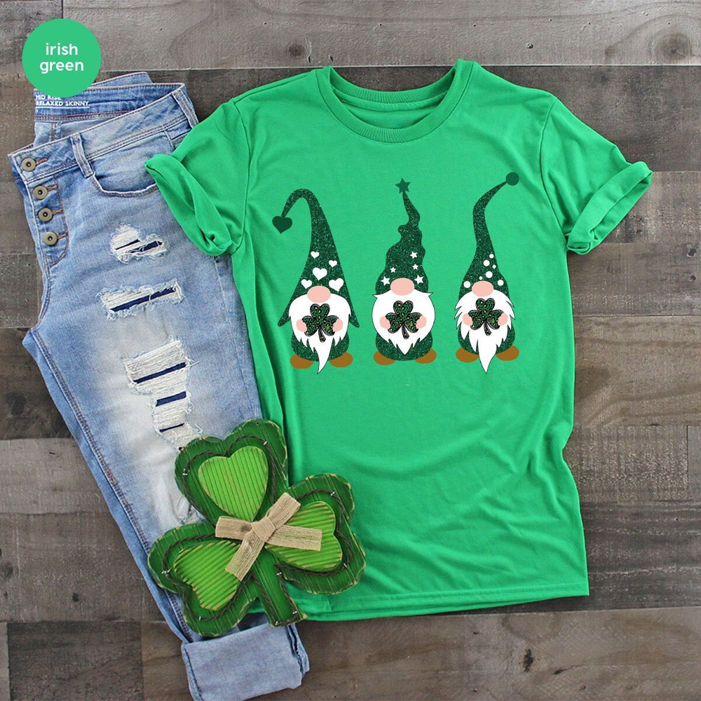 St Patricks Day Shirt, Shamrock Graphic Tees, Cute Irish Kids Clothing, Gnomes Crewneck Sweatshirt, Four Leaf Clover Shirt, St Patricks Gift - 1.jpg