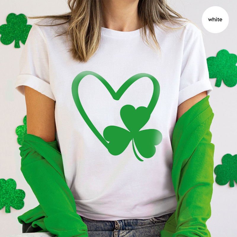 St Patrick's Day T-Shirt, Clover Heart Graphic Tees, St Paddy's TShirt, Funny Irish Women's Tshirt, St Patrick's Day Gift, Irish Gifts - 1.jpg