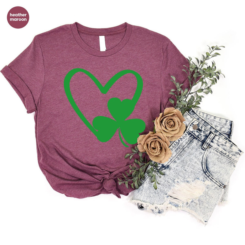 St Patrick's Day T-Shirt, Clover Heart Graphic Tees, St Paddy's TShirt, Funny Irish Women's Tshirt, St Patrick's Day Gift, Irish Gifts - 2.jpg