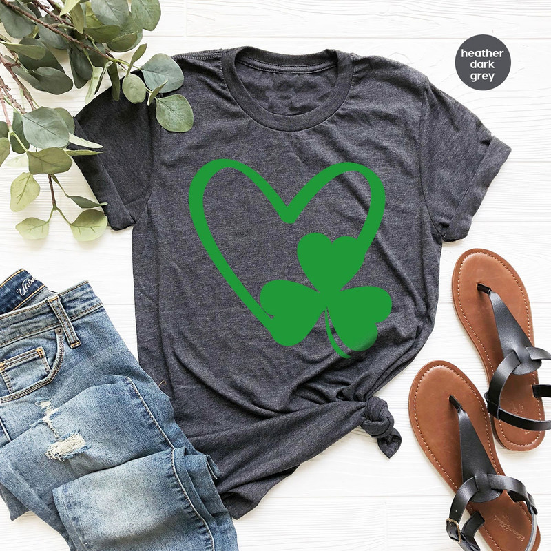 St Patrick's Day T-Shirt, Clover Heart Graphic Tees, St Paddy's TShirt, Funny Irish Women's Tshirt, St Patrick's Day Gift, Irish Gifts - 5.jpg