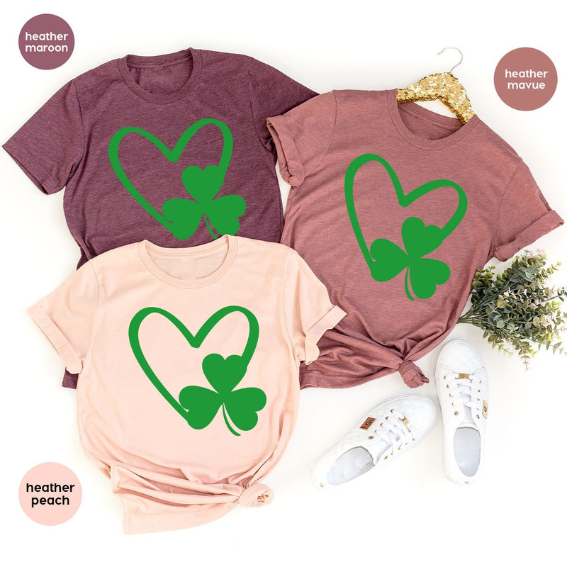 St Patrick's Day T-Shirt, Clover Heart Graphic Tees, St Paddy's TShirt, Funny Irish Women's Tshirt, St Patrick's Day Gift, Irish Gifts - 6.jpg