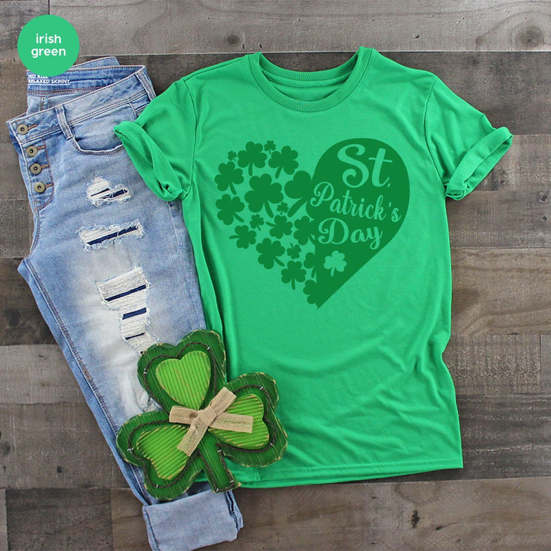 St Patricks Day T-Shirt, Irish Women Clothing, St Patricks Day Gift, St Paddy Crewneck Sweatshirt, Clover Heart Shirts for Women - 4.jpg