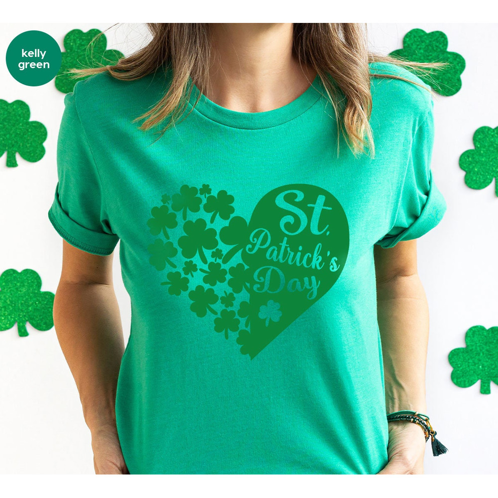 St Patricks Day T-Shirt, Irish Women Clothing, St Patricks Day Gift, St Paddy Crewneck Sweatshirt, Clover Heart Shirts for Women - 5.jpg