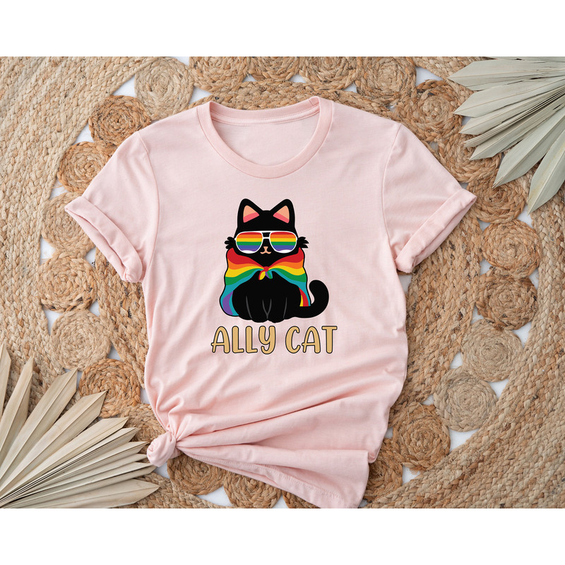 Pride Ally Cat Shirt, Retro Rainbow Colors Cat Ally Shirt, Cat Pride Shirt, Funny Pride Shirt, LGBTQ Shirt, LGBT Gifts, Love Is Love T-Shirt - 2.jpg