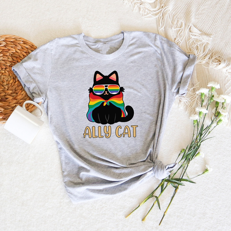 Pride Ally Cat Shirt, Retro Rainbow Colors Cat Ally Shirt, Cat Pride Shirt, Funny Pride Shirt, LGBTQ Shirt, LGBT Gifts, Love Is Love T-Shirt - 3.jpg