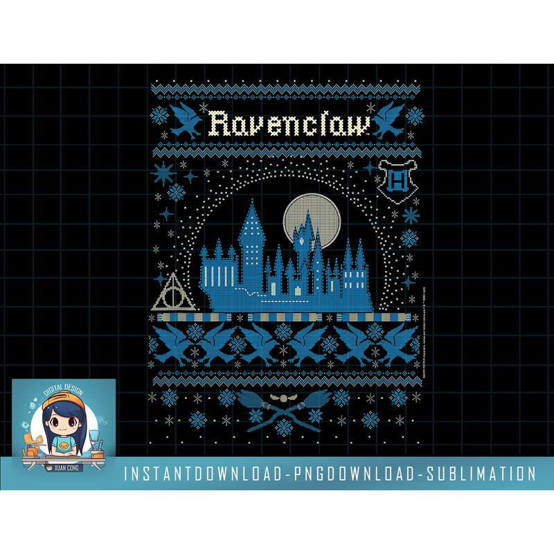 Harry Potter Ravenclaw Ugly Christmas Sweater Pattern png, sublimate, digital download.jpg