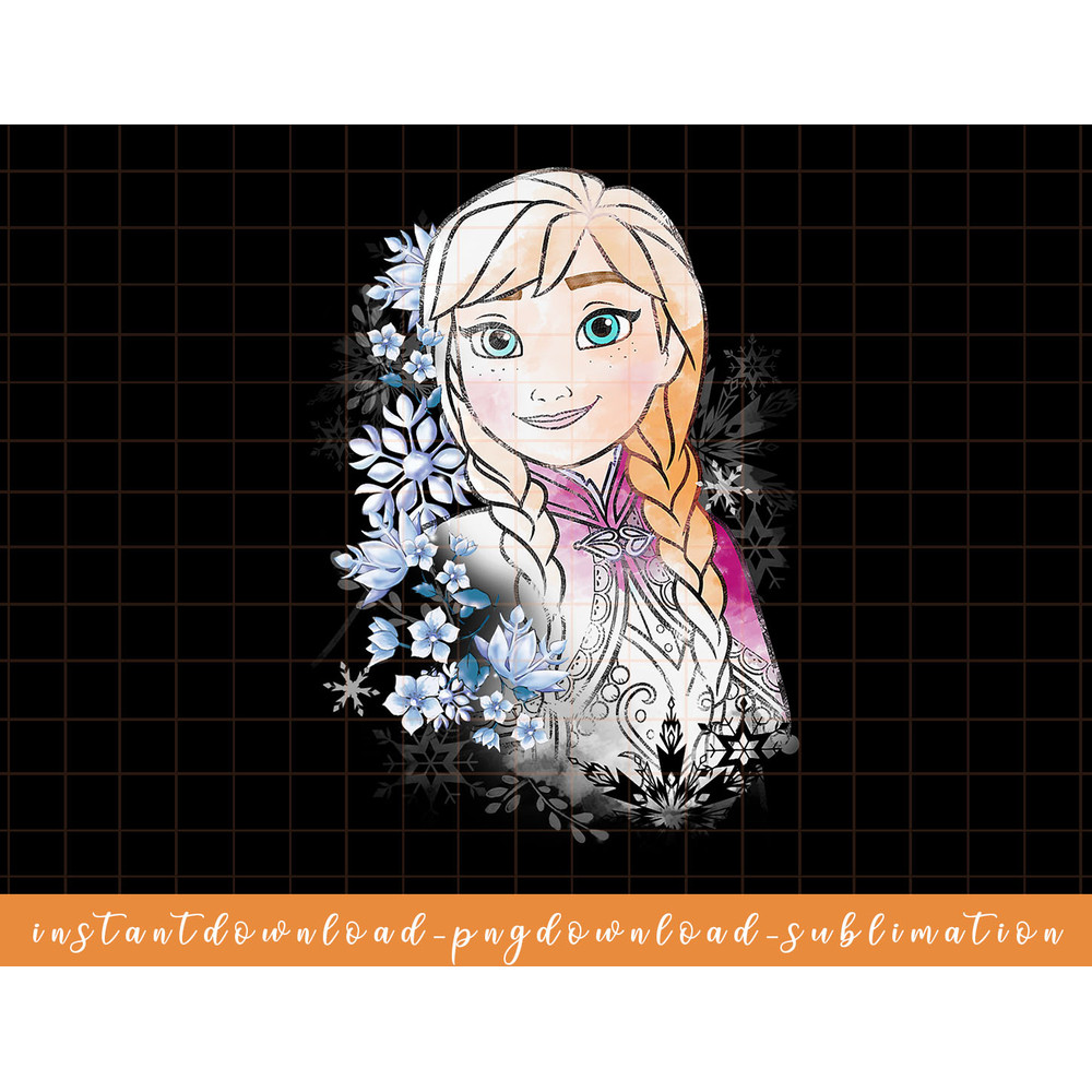 Disney Frozen Anna Illustrated Snowflake Flowers T-Shirt png, sublimate, digital download.jpg