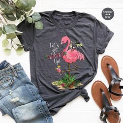summer t-shirt, flamingo shirt, summer graphic tees, retro shirt, gift for her, summer clothing, shirt for women, flamin