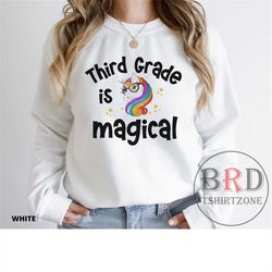third grade teacher gift, third grade teacher sweatshirt, third grade is magical, teacher appreciation gift, unicorn tea
