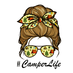camper life svg png dxf file, mom life svg camplife svg messy bun skull svg spring summer break shirt idea