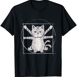 vitruvian cat funny cat t-shirt