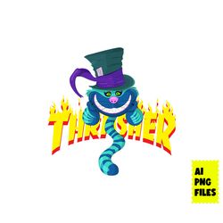 cheshire cat thrasher png, thrasher logo png, cheshire cat png, fashion brand png, cartoon png, ai digital file