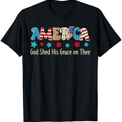 groovy america god shed his grace on thee tee 4th of july t-shirt