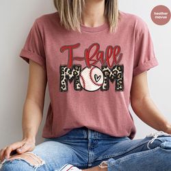 tball mom shirt, tball gifts, mothers day gift, mom gifts, leopard print tshirt, t ball graphic tees, t ball mom crewnec