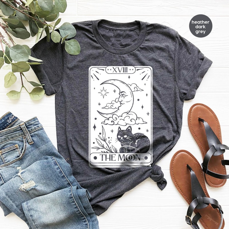 Tarot Card Graphic Tees, Gift for Her, Tarot Crewneck Sweatshirt, Mystical TShirts, Shirts for Women, Moon T-Shirt, Witch Sweatshirts - 2.jpg
