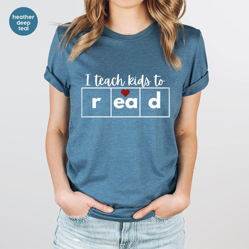 Teacher Appreciation Gift, Reading Teacher Graphic Tees, Funny Teacher Gift, Gift for Teacher, I Teach Kids To Read, Teacher Vneck T-Shirt - 6.jpg