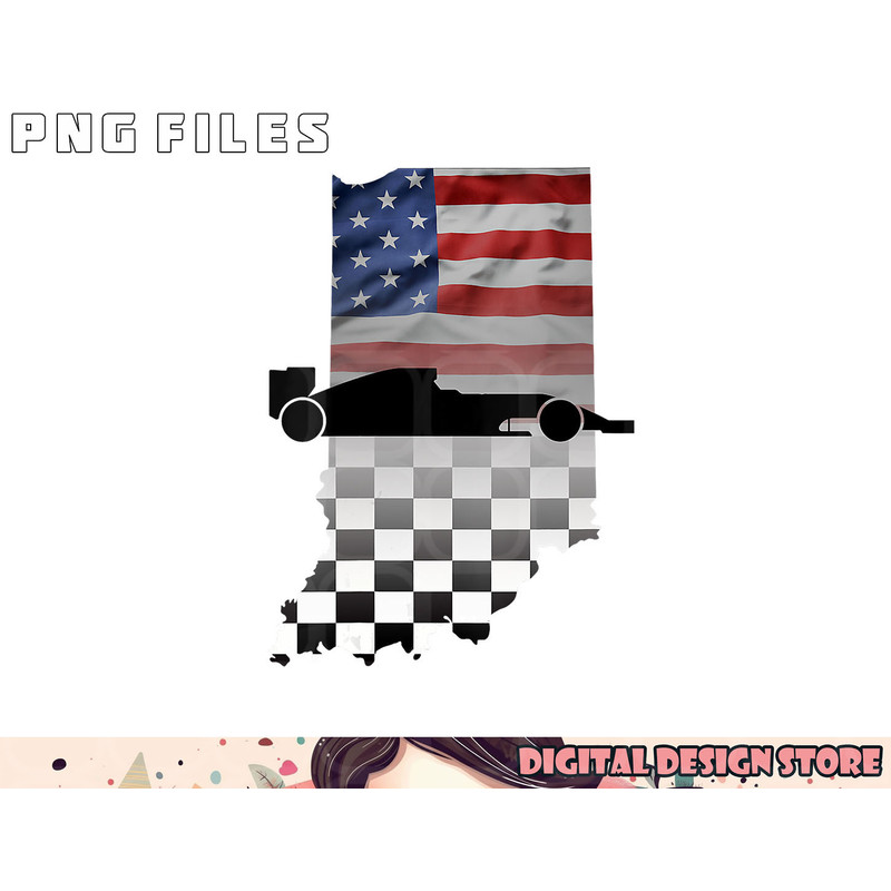 Womens Indiana American Flag to Checkered Flag Graphic V-Neck png, digital download copy.jpg
