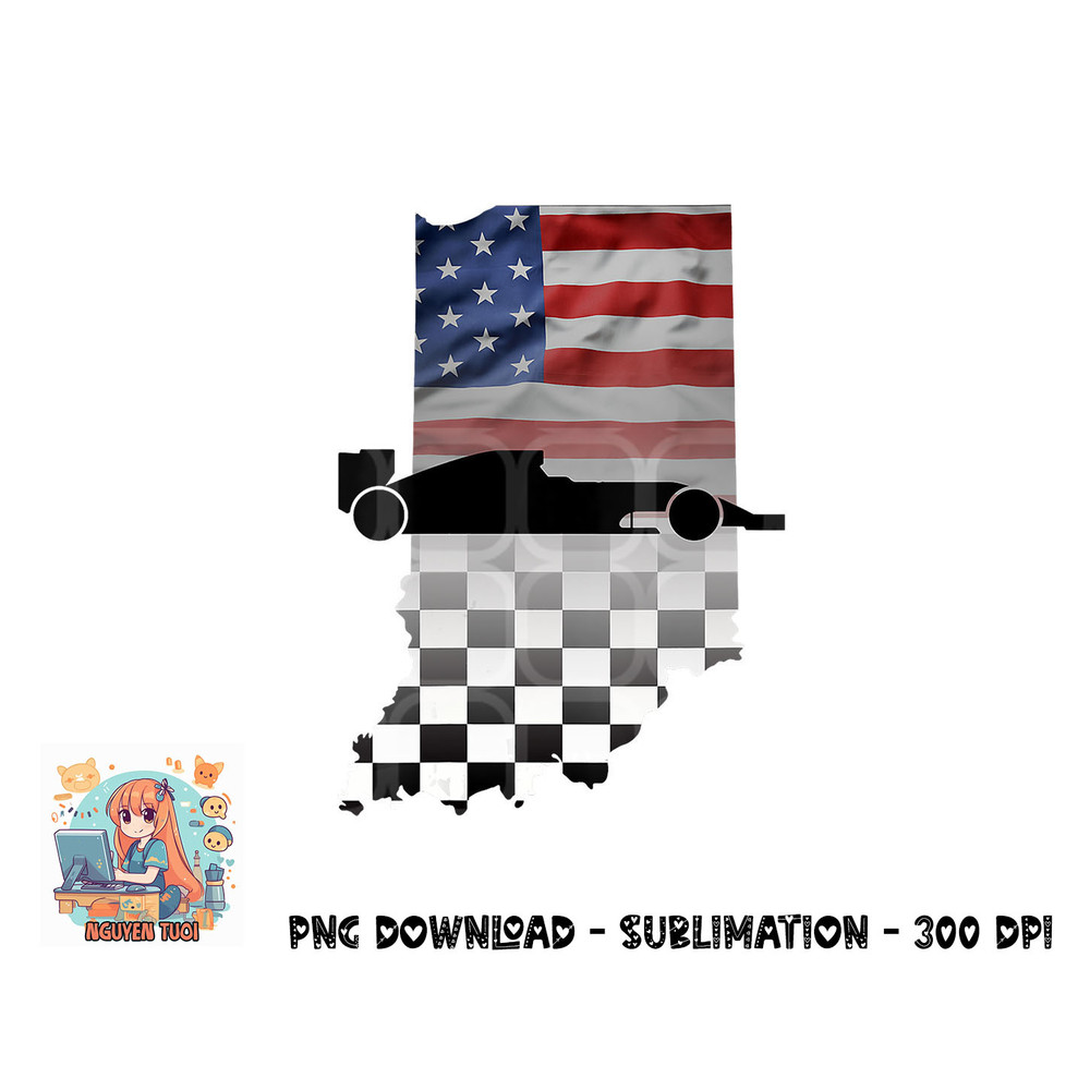 Womens Indiana American Flag to Checkered Flag Graphic V-Neck png, digital download copy.jpg