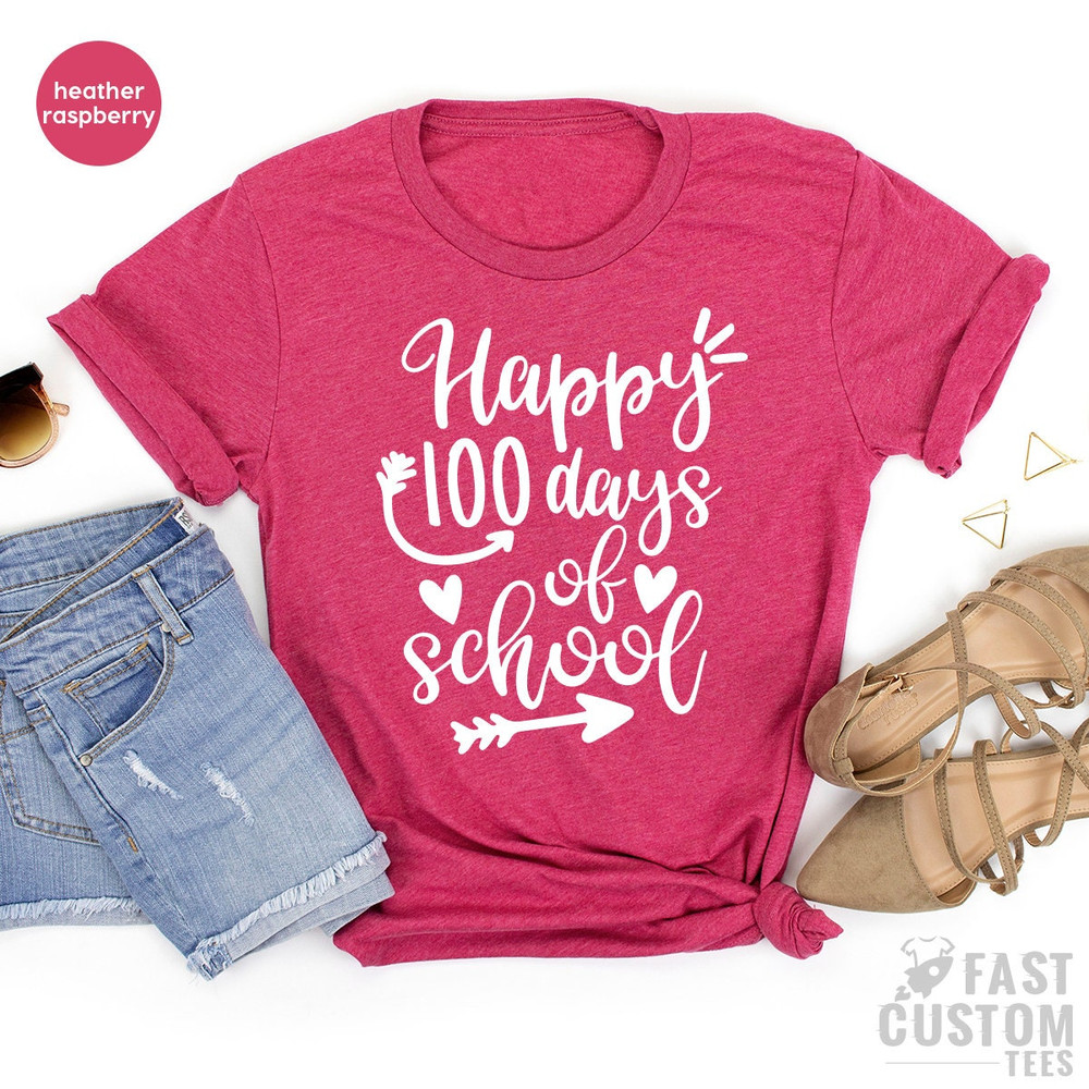 Teacher T Shirt, Happy 100 Days Of School Shirt, Back To School TShirt, Kindergarten Shirts, Schooling Shirt, Gift For Student, Teacher Gift - 6.jpg