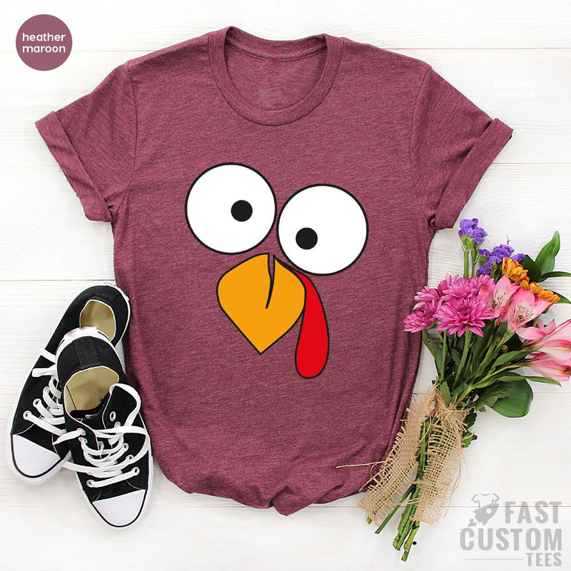 Turkey Face Shirts, Funny Thanksgiving T-Shirt, Cute Turkey Fall Thanksgiving Shirt, Little Turkey Shirt, Family Matching Thanksgiving Shirt - 4.jpg