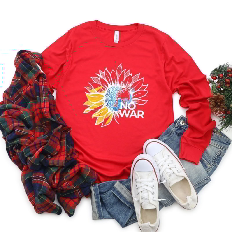 Ukraine Longsleeve Shirt, No War Shirt, Stand with Ukraine Shirt, Support Ukraine, Peace in Ukraine Sunflower Shirt, Anti War T Shirt - 5.jpg