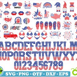 4th of July SVG PNG Bundle, USA Flag Font svg, Patriotic svg Bundle, America svg Bundle, 4th of July files Cricut