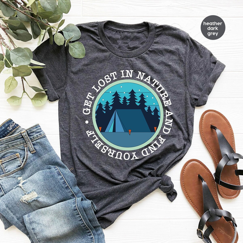 Vacation Shirt, Hiking T-Shirt, Travel Gifts, Nature Graphic Tees, Mountain Vneck Shirt, Camping Shirt, Family Trip Tee, Camp Outfit - 1.jpg