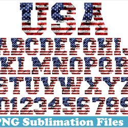 USA Flag Grunge Letters and Numbers PNG files | USA Flag Font png, American Flag Letters Patriotic 4th of July png USA
