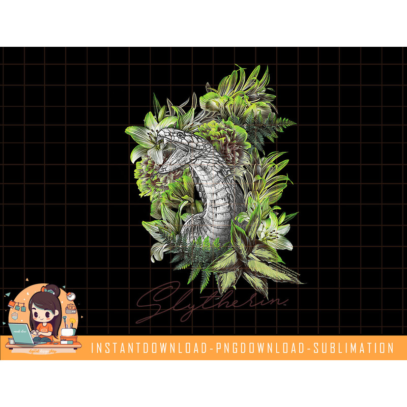 Harry Potter Slytherin Floral Snake Mascot png, sublimate, digital download.jpg