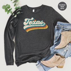 vintage texas long sleeve, texas fan hoodie, vintage sweatshirt, texas pride, college student gifts, state shirts, texas
