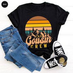 vintage the cousin crew tshirt, camping adventure t-shirts for cousin, camp gifts for cousins, retro mountain graphic co