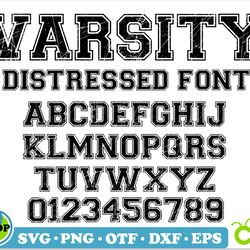 Varsity distressed font svg | otf | png, Sport distressed font svg, College distressed font svg, College font Cricut