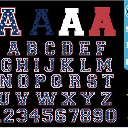 Varsity College Sport Layered Font USA flag SVG PNG | Varsity Font Svg, Sport Font Svg, College Font, 4th of July Svg