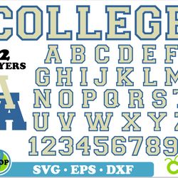 College Vintage Layered Font SVG Cricut | College Font SVG PNG, Varsity Font PNG, Sport Font Svg, Varsity letters Svg