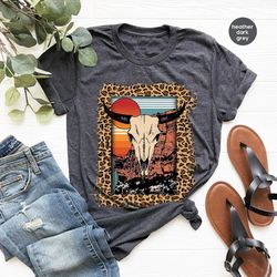 western shirt, hippie shirt, cow skull graphic tee, bull skull shirt, desert shirt, southern shirt, country buffalo shir