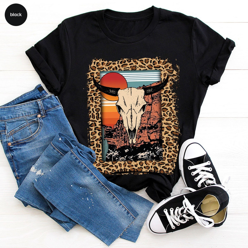 Western Shirt, Hippie Shirt, Cow Skull Graphic Tee, Bull Skull Shirt, Desert Shirt, Southern Shirt, Country Buffalo Shirt - 3.jpg