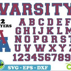 College Vintage Layered Font SVG Cricut | Varsity Font PNG SVG, College Font PNG SVG, Varsity letters svg