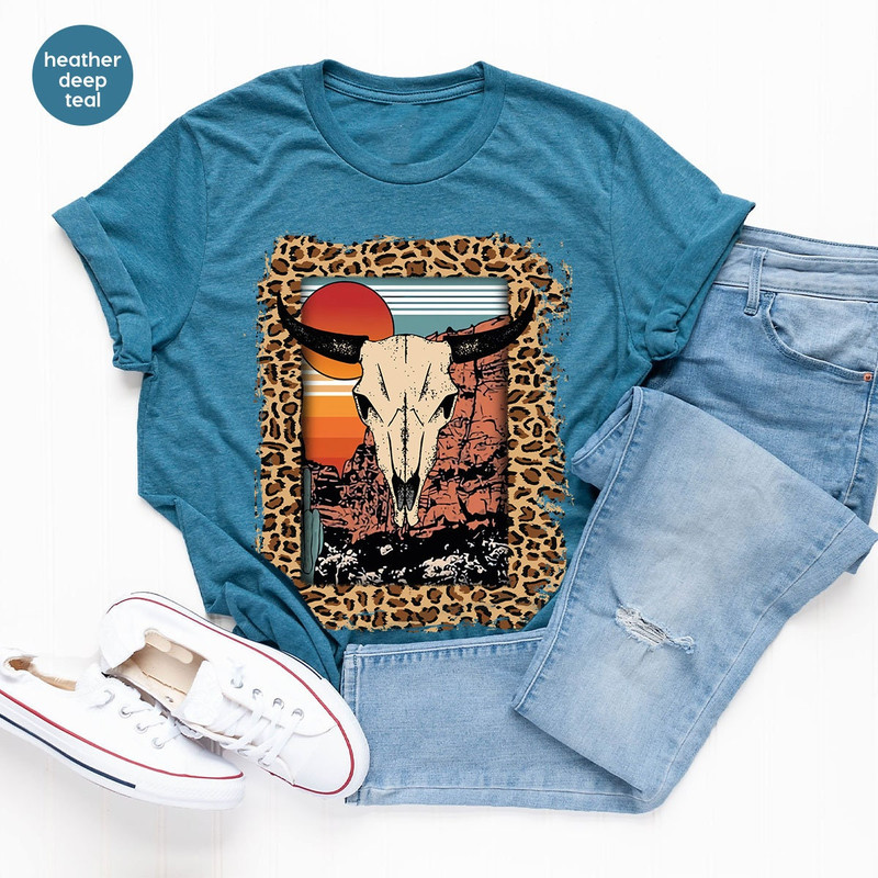 Western Shirt, Hippie Shirt, Cow Skull Graphic Tee, Bull Skull Shirt, Desert Shirt, Southern Shirt, Country Buffalo Shirt - 6.jpg