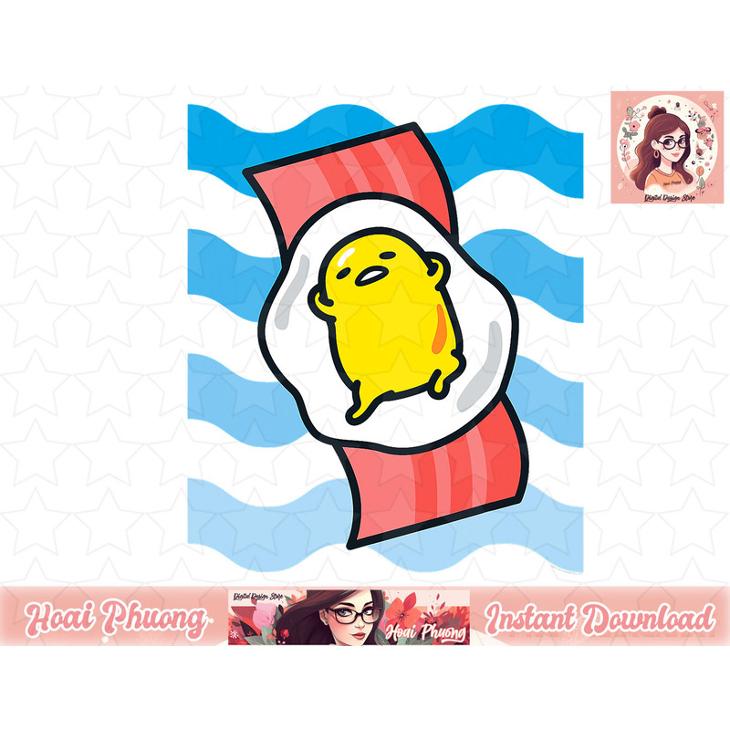 Gudetama the Lazy Egg Waves Bacon Floaty Ocean Beach Summer png, instant download.jpg