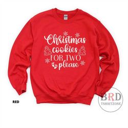 christmas pregnancy announcement, mom to be sweatshirt, christmas cookies for two please, gift for mommy to be, cute bab