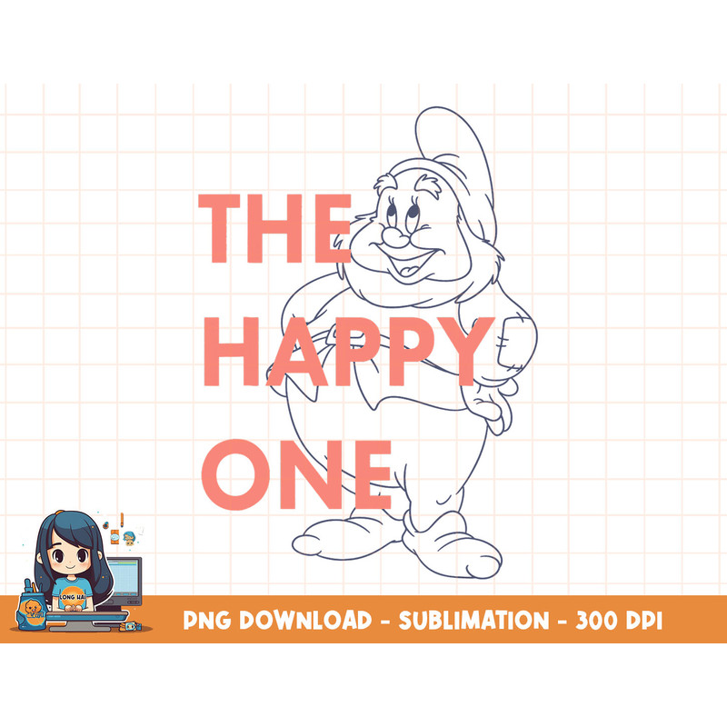 Disney Snow White The Happy One Outlined Graphic T-Shirt png, sublimation, digital print.jpg