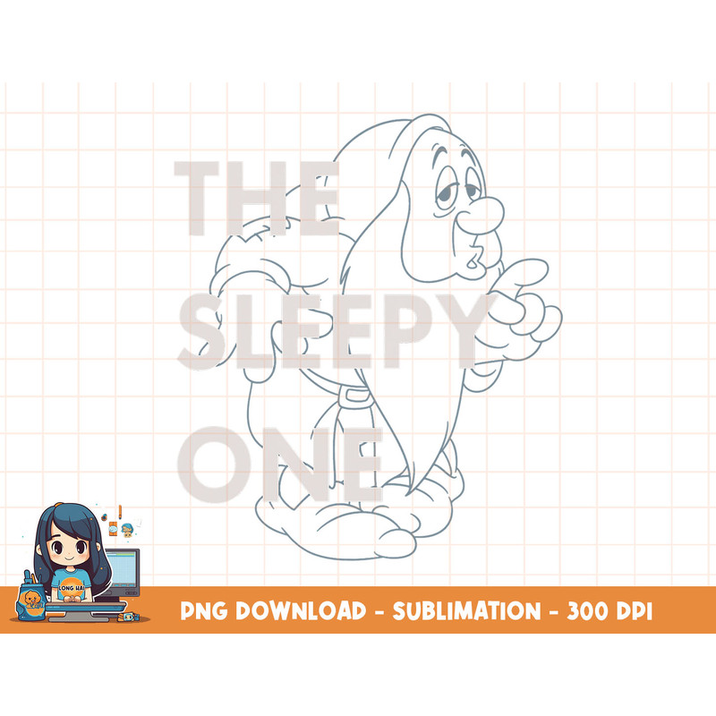 Disney Snow White The Sleepy One Outlined Graphic T-Shirt png, sublimation, digital print.jpg