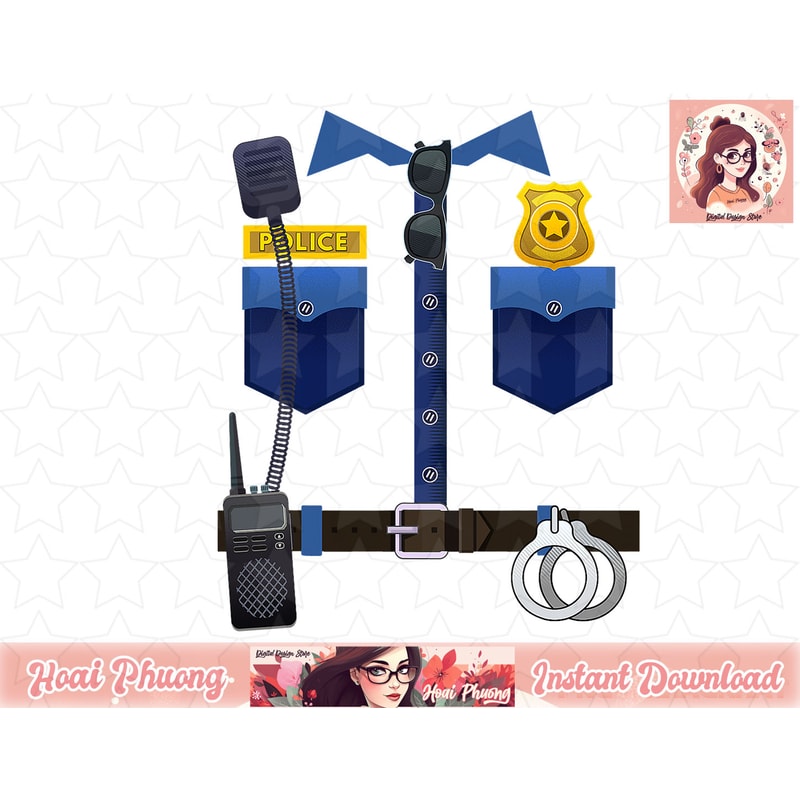 Halloween Policeman Police Officer Costume Boys Girls png, instant download.jpg